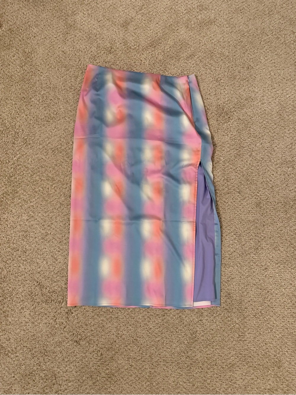 Pastel Stripe Ombre Midi Skirt in Pink, Blue & Purple